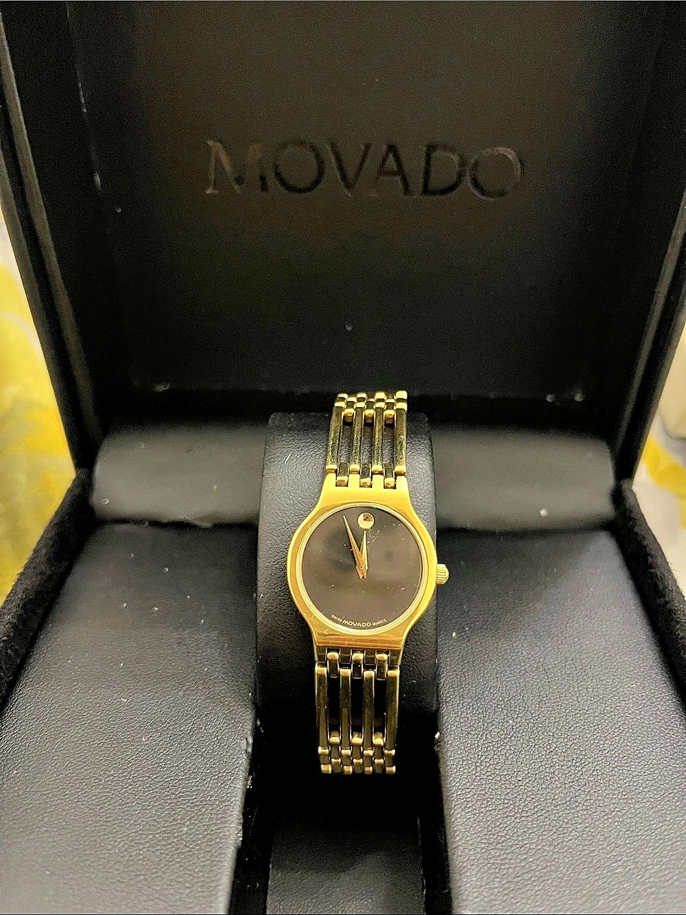 Movado Gold & Black Bracelet Watch